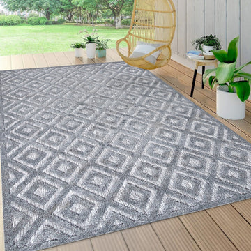 Portmany Neutral Diamond Trellis Indoor/outdoor Area Rug